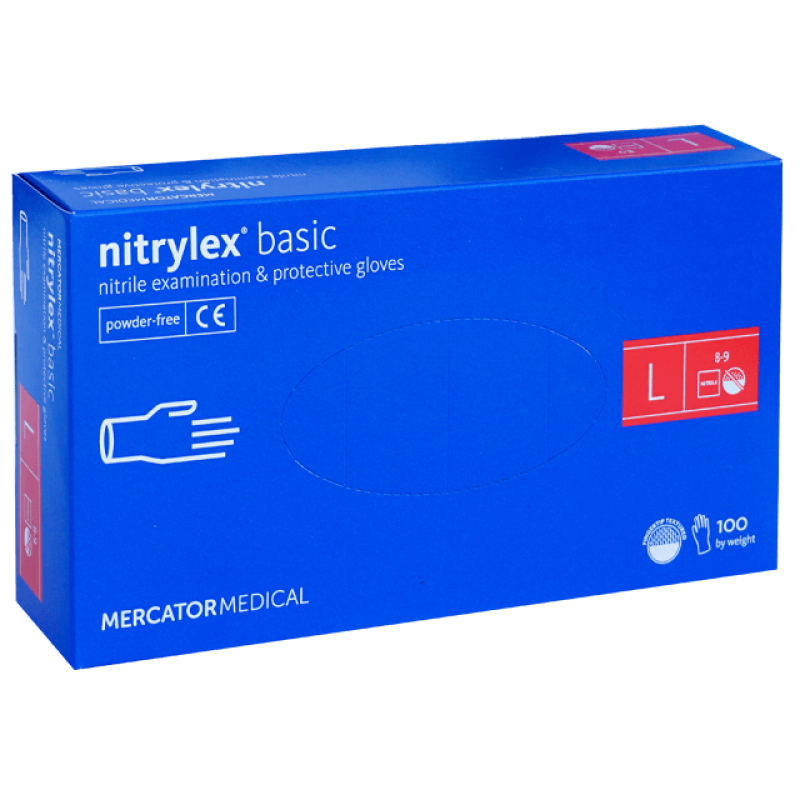 Manusi nitril nepudrate L 100 buc albastre medicale examinare Nitrilex Basic Mercator